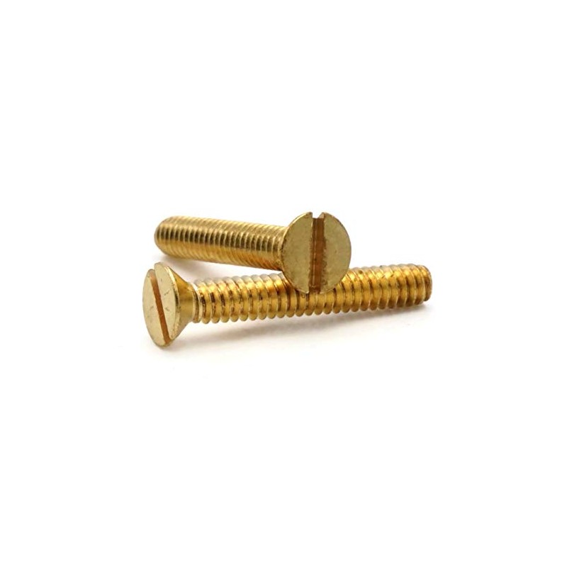 Brass Slotted Flat Head Machine Screws - 1/4"-20 x 4