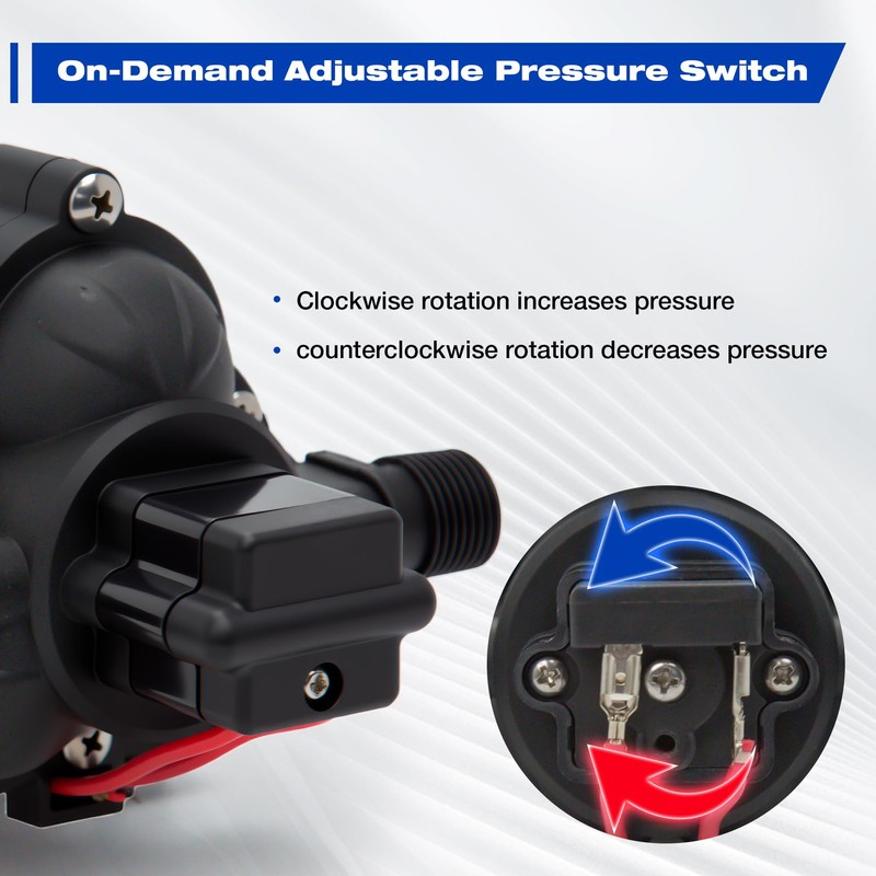 2.5GPM 12 Volt Sprayer Pump, Soft Wash Pump, 60PSI, 8