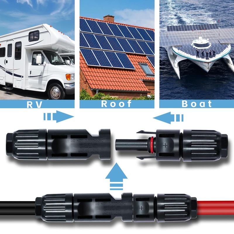 Feotech 48 PCS Solar Connectors Male & Female Panel Cable