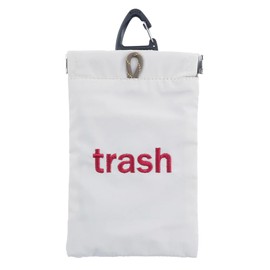Hemings 4501401 Poy WEEKEND GREIGE Trash Can Pouch, Portable Trash Can, Carabiner & Side Pocket, White, Approx. 4.1 x 6.3 inches (10.5 x 16 cm)