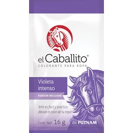 el Caballito, el único Colorante en Polvo para ropa color Violeta intenso ¡Revive y cambia el color de tu prenda favorita! Sobre con 16g