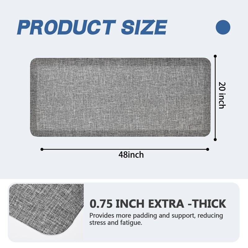Ergohead Anti Slip 3/4 inchs Anti Fatigue Kitchen Floor Mat,