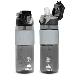 HIKEO Termo para Agua de Tritán Indestructible 600ml con Boquilla tipo Popote de Silicón, Botella de Agua Ultra Resistente con Tapa Hermética, Resistente a Caídas, No Retiene Olores, 100% Libre de BPA