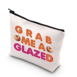 WCGXKO Donut Gift Donut Merchanidse Grab Me A Glazed Zipper Pouch Makeup Bag (A GLAZED)
