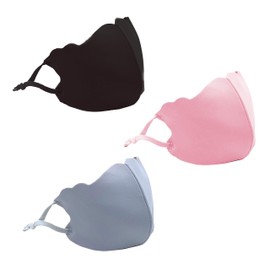 TK FASHION MASK 3D Kids Face Mask Set of 3 Colors (Black + Light Blue + Pink) Reusable Washable with Adjustable Earloop
