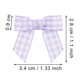Mini Plaid Bows Penta Angel 20Pcs Small Fabric Ribbon Bows Flower Ornaments for Christmas Tree Farmhouse Wedding Party Favor DIY Craft Sewing Bakery Treat Gift Box Decor (Purple, 9mm)