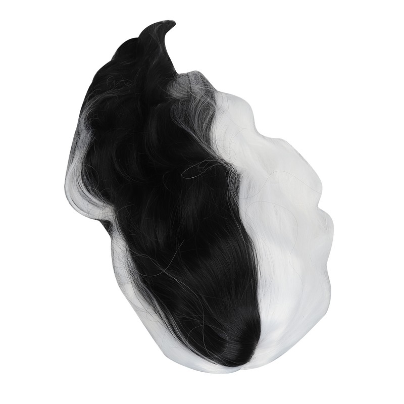 Black and White Short Wavy Wig Women Cosplay Party Shoulder