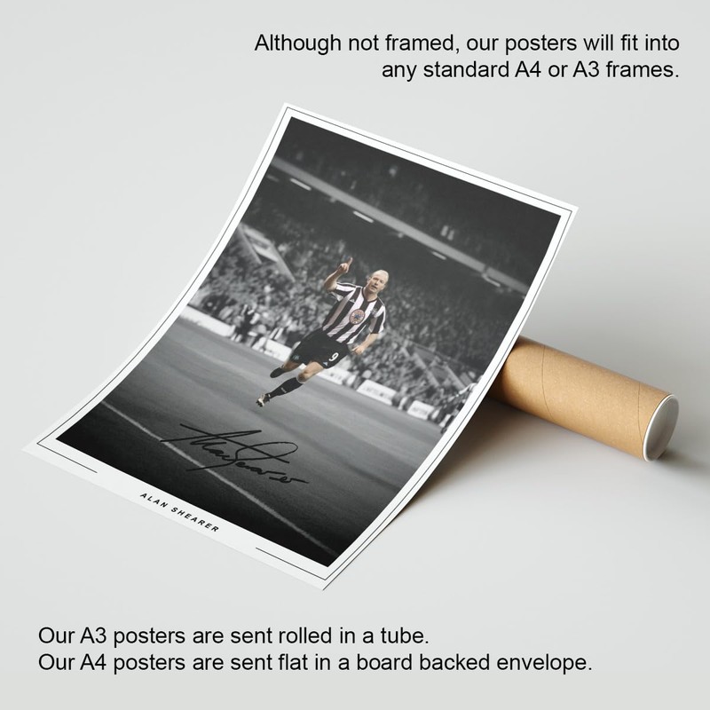Alan Shearer Signed Photo Newcastle United 0oster Print Autograph Framed