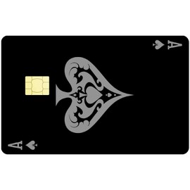 CREATCABIN Spade A Card Stickers Skin Playing Ace Card Cover Waterproof Bank Transportation Key Debit Black Credit Card Skin Decals Protecting Slim Card Sticker No Bubble for Card Decor 7.3x5.4Inch