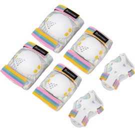 BOSONER Kids Knee and Eblow Pads: Child Knee Pads and Elbow Pads Wrist Guards Set - 6Pcs Safety Protective Gear for Roller Bike Skating
