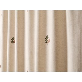 Linen Flax Curtain 50x108 Natural with Embroidery, Farmhouse Curtain,Tab Top Curtains, Room Darkening Drapes, Curtains for Bedroom, Curtains for Living Room_1Piece
