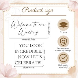 Watersay 2 Pcs Welcome to Our Wedding Mirror Decal Vinyl Mirror Lettering Decal Sticker Removable Letters Wedding Decals for Mirrors Glass Window Sign Marriage Decoration(Black)