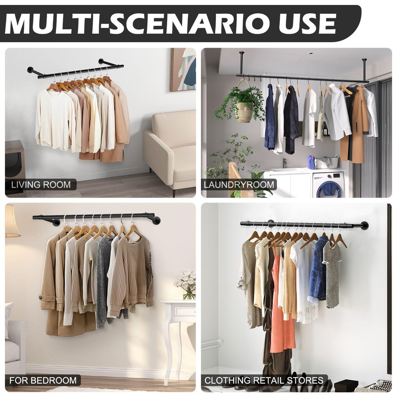 2 Pack Clothes Rack for Hanging Clothes, Heavy Duty Round