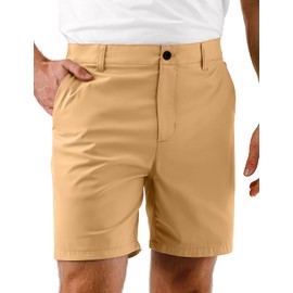 Mens Golf Shorts 7 Inch Inseam, Quick Dry Stretch Casual Lightweight Stretch Flat Front Hybrid Men's Golf Shorts for Men38 Deep Khaki