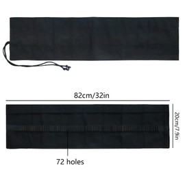 72 Slots Canvas Pencil Roll Wrap, Handmade Roll-Up Canvas Pencil Wrap, Colored Pencils Wrap, for Artists Painting, Sketchers, Student (Black)