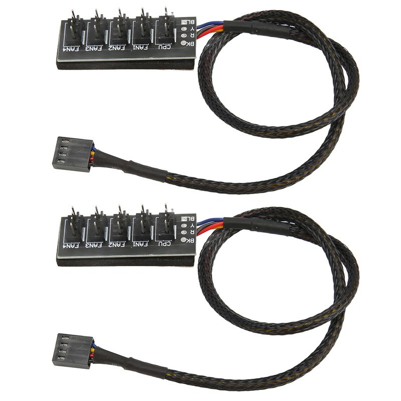2Pcs PWM Fan Hub 5 Way 4Pin 13.8in Cable Length