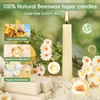 8 in Beeswax Taper Candles,18 Pack Dripless Pure White Beeswax