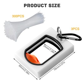 Pack of 3 Cable Tie Holder, White Fluorescence Cable Tie Organiser with 300 Pieces White Cable Ties, for Cable Tie Arrangement, Improves Efficiency for Efficient Workplace (White)