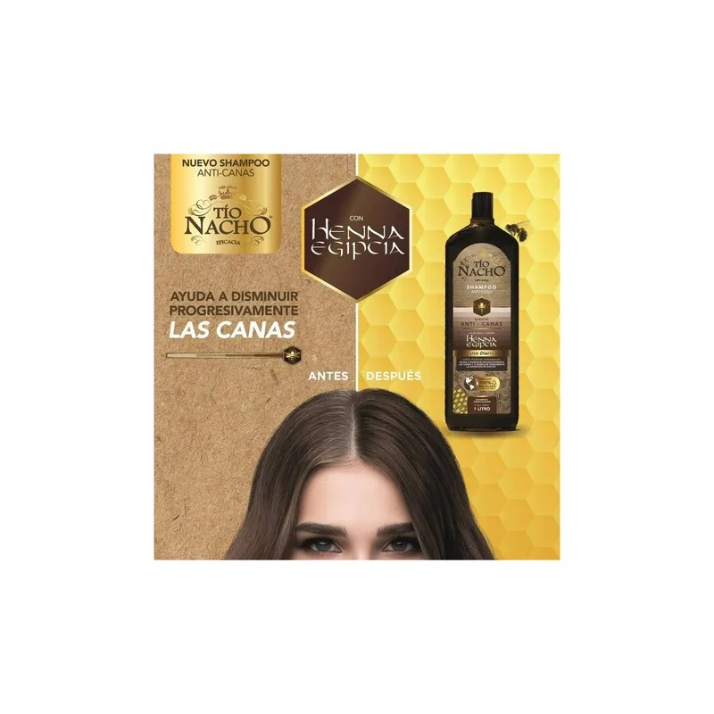 Shampoo Efecto Anti Canas Henna Egipcia Uso Diario Tio Nacho