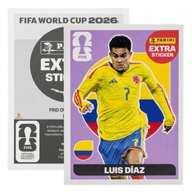 Stickers Mundial 2026 Estampa Individual Especial en Caja Acrílica Protectora Coleccionable Oficial Fútbol (LUIS DÍAZ, Morado 2026)