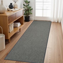 Nailttos Washable Runner Rug 2' x 6', Woven Cotton Non Slip Gray Rug for Kitchen Floor, Modern Farmhouse Hallway Runner Rug Boho Rug for Bedroom Bathroom Kitchen Laundry