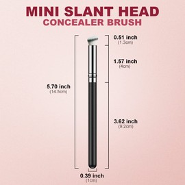 Concealer Brush Under Eye Mini Angled Flat Top Kabuki Nose Contour Brush for Concealing Blending Setting Buffing with Powder Liquid Cream Cosmetic Pro Small Makeup Foundation brushes-GOHIGH