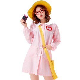 COSSA Kindergarten Student Cosplay Costume, Cute Nursery School, 4-Piece Set, Halloween Uniform, Women's, Ladies, Extravagance, School Festival, Pink (Pink, XL)