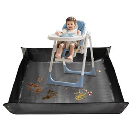 Splat Mat for Under High Chair, 59x59 Inches Large Size Mess Mat Floor Protector, Corner Snap Design, No Splash and Easy to Clean Versatile Feeding & Play Mat for Kids
