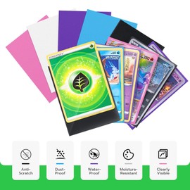 Tolesum 500 Pieces 66 x 91mm Soft Card Sleeves Standard Size Trading Card Storage Cards MTG Sports Cards - Five Colours
