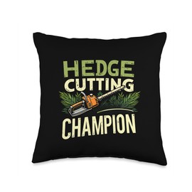 Hedge Cutting Champion Landscape Gardener Hedge Trimmer Throw Pillow