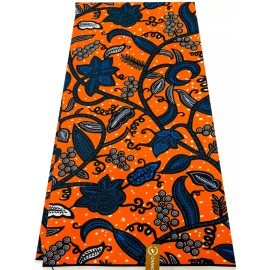 Unbranded Polyester African Wax Prints Fabrics-Orange