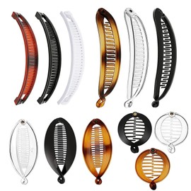 WUDQIJI 12 Piece Banana Clips, Hair Clips, Hair Combo, Elegant, Hair Accessory, Women's, Simple, Casual, Multiple Hair, Large Size, Secure, Simple Design