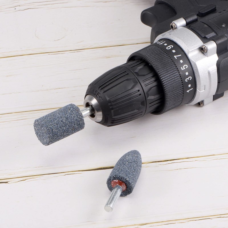 sourcing map 10 Pcs Abrasive Mounted Stone 1/4" Shank 1"
