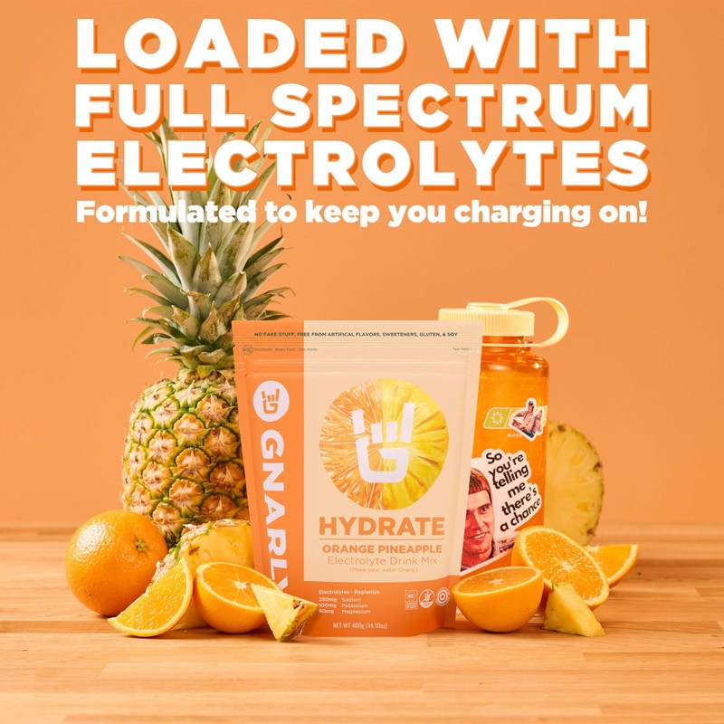 Gnarly Nutrition Hydrate Electrolyte Powder – Orange Pineapple Exercise Hydration