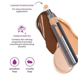 Julep Cushion Complexion 5-in-1 Skin Perfector Concealer Color Correcting Highlighter Blur & Brightener Foundation, 400 Amber