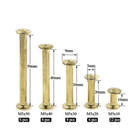 NA Alloypro 80 Pcs Phillips Chicago Binding Screws M5 x 1020304050mm (Golden M5x1020304050)