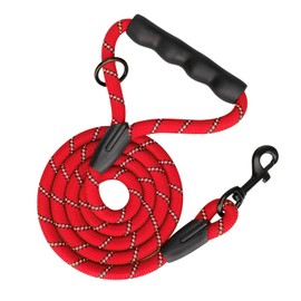 PHOEPET 5 Feet Dog Leash Reflective Heavy Duty Padded Rubber Handle 360° No Tangles for Small Medium and Large Dogs(Red)
