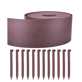 Garden Edging，60ft Landscape Edging 20 Stakes 5 Inch Tall (60FT, Brown)