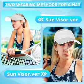 threepurple Dual Use Baseball Cap Zipper Detachable Design Sun Visor Hat for Woman Man Adjustable Quick Drying Sport Sun Protection Hat (CA/US, Alpha, One Size, White)