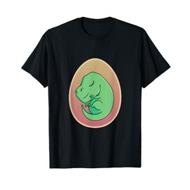 Cute Pregnant Dino Egg Dinosaur T-Rex in Egg Hatching Funny T-Shirt