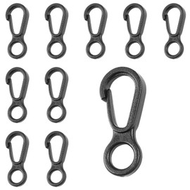 Small Carabiner Clips - TRACOMPAN 10 Pcs Black Durable Plastic Multi-Function Snap Hooks | Tent Accessories for Camping, Outdoor Use, Compatible with Tent Hooks, Camping Clips, Plastic Buckle Clips