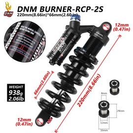 catazer RCP2S Downhill Bicycle Metal Rear Suspension Spring Shock 190mm 200m 220mm 240mm 550 Lbs MTB Bike Rear Shocks (220mm*550lbs)