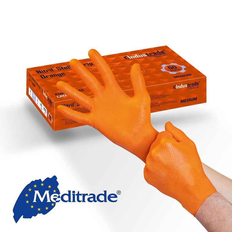 Nitrile Industrial Gloves - Diamond Texture for Better Grip, Non