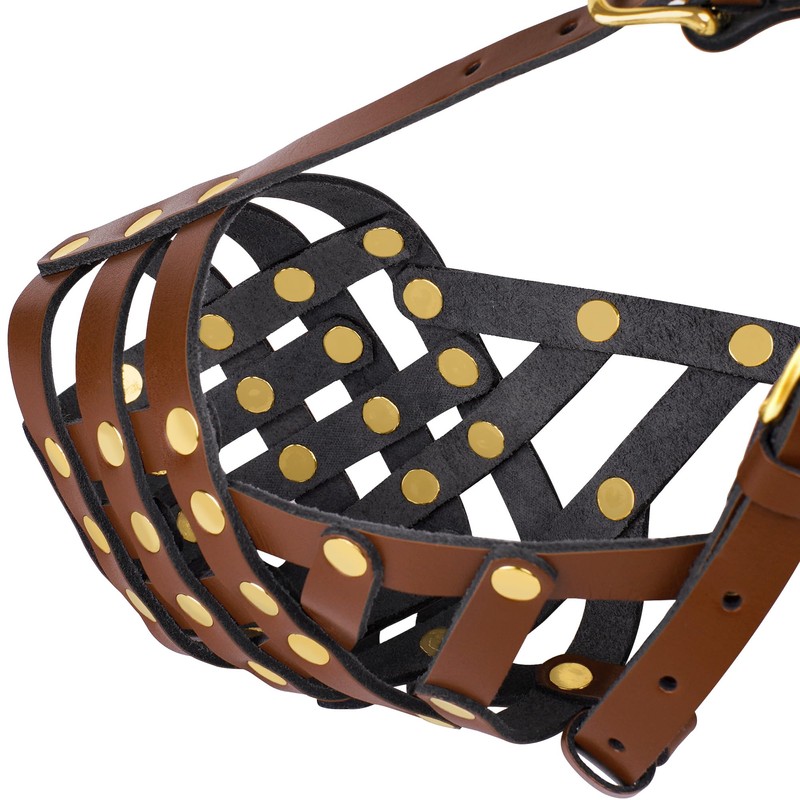 OOPSDOGGY Pitbull Dog Muzzle for Large Dogs - Leather Breathable