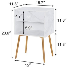 VECELO Nightstand Set of 2 Modern Night Stand/Side Table Easy Assembly with Drawer and Storage Shelf Wood Night Stand for Bedroom, Living Room, Small Places, White