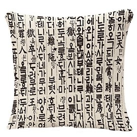YGGQF Throw Pillow Cover Korean Hangul Pattern South Korea's Raw Hangeul Characters Superior Formative Beauty and of The Ancient Throw Pillow Car Chair Home Decor Pillow Case for Sofa 18x18 Inches