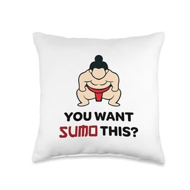 You Want Sumo This? Funny Kawaii Sumo Wrestler Big Guy Throw Pillow