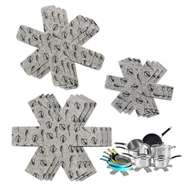 Pot and Pan Protector 9pcs, Non-Slip Pot Protectors Separators and Protect Surfaces of Cookware Pan and Pot, Gray, 3 Sizes