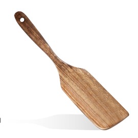 Wooden Spatula for Cooking Long Handle Flat Frying Spatula Flat Frying Inclined Spatula Angled Spatula Egg Wood Flipper Turner Fish Spatula Turner Non Stick Wood Utensils for Mixing Scraping Baking