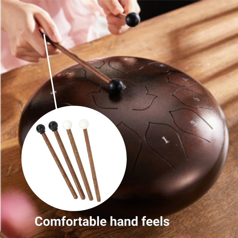 CYTGOUPER 4PCS Steel Tongue Drum Mallet, Child Rubber Mallet,6.5in Rubber
